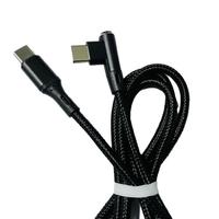 Kabel Charger USB-C ke USB-C 90 Derajat 3A dengan Jalinan Nilon untuk Samsung, IOS, Gamepad, Komputer & Pemindai Barcode, dll.