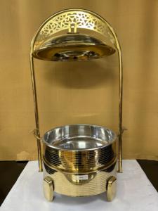 ซุป Chafer คุณภาพสูงฝาแก้วสแตนเลสกระจกตกแต่งทองอุ่นอาหารม้วนด้านบนเตาบุฟเฟ่ต์ chafing จาน chaf - Product Image 4