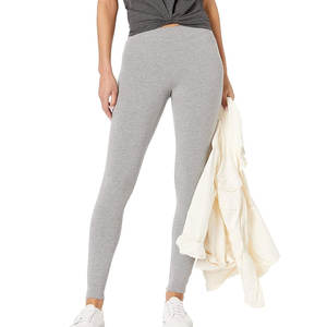 100% mallas de yoga suaves de algodón con bolsillo lateral OEM liso gimnasio Fitness adelgazamiento mallas atléticas para mujeres - Product Image 2