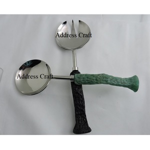 ชุดช้อนส้อมนำกลับมาใช้ใหม่ได้ทำจากเหล็ก304ปลอดภัยในการทำสลัดมีด้ามจับไม้ - Product Image 3