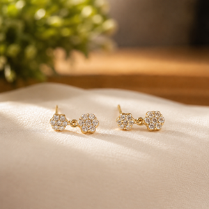 Boucles d'oreilles pendantes en or jaune plaqué 14 carats avec moissanite et diamant taille brillant pour femme - Product Image 2