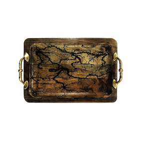 ถาดเสริฟไม้คุณภาพพิเศษพร้อมที่จับใบไม้ เครื่องใช้ในบ้านที่ดูดี ถาดเสริฟไม้ - Product Image 2