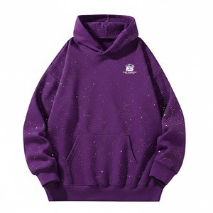 Sweat à capuche doux en molleton 100 % coton avec strass, design élégant, respirant, pour un look décontracté et urbain en hiver - Product Image 1