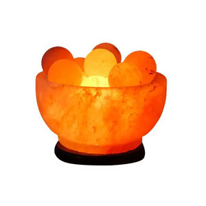 Lampes de sel de l'Himalaya en forme de boule, globe, ensemble complet, cordon électrique et ampoule, matériau organique - Product Image 1