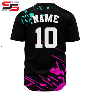Custom Baseball Sportswear Retro Button Down V-Neck Baseball Uniform Customized Logo Name Mesh Baseball Jersey - Product Image 2