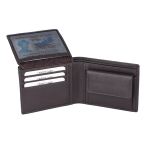 Cartera corta de cuero genuino de gran calidad para hombre con bordado de cierre abierto y decoración de cadenas para exportación de tarjetero - Product Image 3