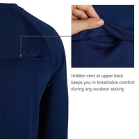 Maillot de pêche pour homme 100% polyester 2025 bleu marine UPF 50+ protection solaire manches longues col rond séchage rapide haute performance