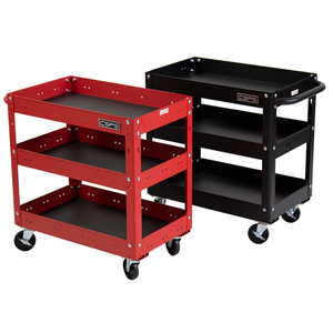 Chariot à outils rouge à 03 niveaux avec poignée roue entrepôt chariot outil armoire de rangement armoire à outils chariot à rouleaux pour garage de mécanicien - Product Image 3