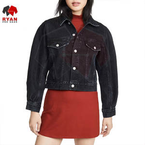 โรงงานผลิตเสื้อแจ็คเก็ตยีนส์สีน้ำเงินสำหรับผู้หญิง รับผลิตแบบ OEM ODM ออกแบบตามสั่ง ผู้จัดจำหน่ายเสื้อแจ็คเก็ตยีนส์ - Product Image 5