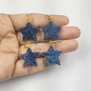 Pendentif en forme d'étoile Druzy bleu plaqué or collier à breloques étoile bijoux en gros - Product Image 2
