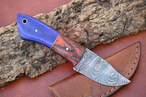 Cuchillos de caza Skinner de acero inoxidable de hoja fija de calidad superior con mango de madera y Funda de cuero - Product Image 2