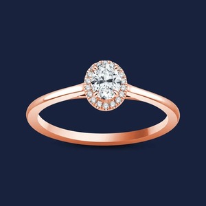 Bague ovale en or massif 14 carats avec diamant de laboratoire ovale taillé en forme de halo de cathédrale, 0,30 carat H+-SI, idéale pour les fiançailles - Product Image 1
