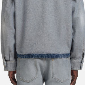 Chemise en jean délavé pour homme, couleur unie, col rabattu, style décontracté, coupe classique, 100 % coton, idéale pour l'automne - Product Image 3
