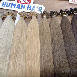 Cabello de trama atado a mano al por mayor de alta calidad con extensiones de cabello humano vietnamita lleno de colores listas para enviar - Product Image 5