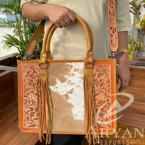 ¡Novedad de 2024! Bolsos de mano grandes de cuero con herramientas a mano, bolso de lujo Floral occidental, bolsos de hombro tipo bandolera para mujer - Product Image 1