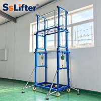 Plateforme élévatrice verticale portable de 10 m de hauteur pour l'installation d'équipements d'usine avec base à roues et stabilisateurs réglables
