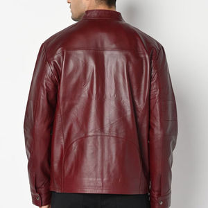 Veste en cuir de motocyclette à col montant et fermeture éclair à l'avant Tarif de gros imperméable Veste en cuir pour hommes Service OEM - Product Image 4
