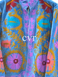 Abrigo de terciopelo bordado a mano con cuello mandarín, manga larga, estampado floral, talla grande, estilo bohemio, ropa de abrigo de otoño para mujer - Product Image 5