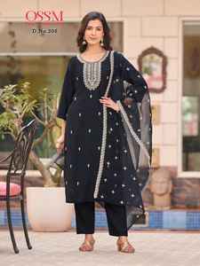 Designer été tendance indien pakistanais costume lourd Viscos tissu de soie romaine belle broderie travail manuel nouveau exclusif - Product Image 2