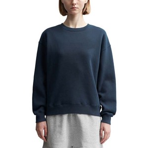 320g Heavy Fleece Crew Neck Sudaderas recortadas para mujer Color azul marino Algodón Invierno Streetwear Casual Sudaderas para mujer 2025 - Product Image 1