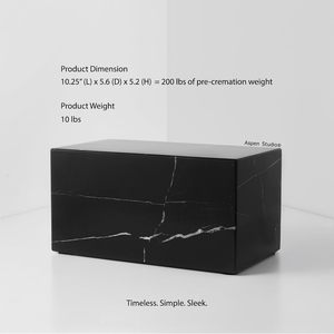 Urna de cremación de mármol Marquina negra genuina para cenizas humanas adultas, urna de mármol Maquina negra - Product Image 3