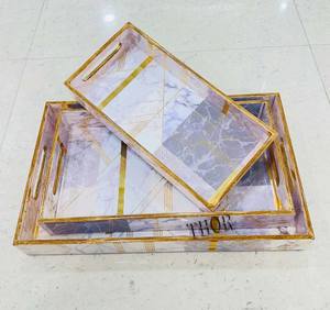 3 Paquetes de bandejas de madera para servir anidadas bandejas de cocina bandejas de madera de forma Rectangular para cocina desayuno fiesta - Product Image 4