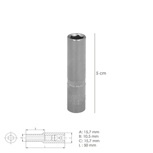 Chiave a Bussola Esagonale Lunga 1/4" 11 mm - Product Image 2