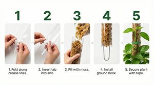 Poste de musgo modular en forma de D, recubierto de plástico, de 48 pulgadas, extensible con sistema de encaje a presión, para invernadero, soporte sencillo para plantas - Product Image 2