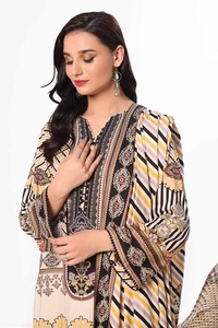 3 pièces femmes shalwar kameez 2025 meilleure vente impression numérique costumes en lin pour la fête porter des manches complètes 3 Pcs robe en lin pour femmes - Product Image 5