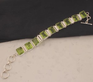 Peridot Gemstone Tennis <b>Bracelet</b> 925 Sterling <b>Silver</b> 18K Gold Plated Luxury <b>Charm</b> Jewelry GIA Certified August Birthstone Gift - Product Image 3