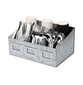 Best Selling kitchen Utensil Galvanized Cutlery Holder Utensil Serve Ware Holder Basket Condiment Organizer Dining Table Holder - Product Image 1