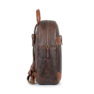 Unisex Brown Genuine Leather <b>Backpack</b> Vintage Style Adjustable <b>Strap</b> Zipper Closure Daily Use 20-35L High Quality Breathable - Product Image 6