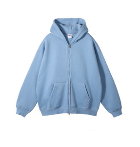 Sweat à capuche streetwear décontracté épais, vintage, zippé, tricoté de haute qualité, imprimé numériquement, hiver, 100 % coton - Product Image 5