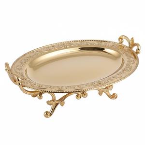 Plat de service en laiton de luxe écologique et élégant, forme irrégulière, pour la maison, les mariages, les hôtels, la table, les noix, les fruits, les salades, les collations - Product Image 1