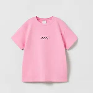 Casual Wear High Quality Kids Girls Plain Tshirt / Affordable Rates Breathable Drop Shoulder Solid Color Tshirt For Girls