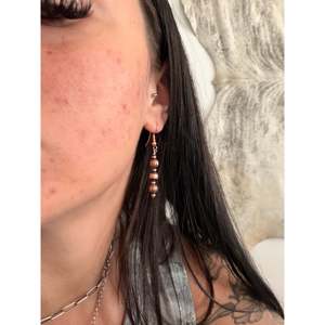 Navajo Ethnic Style Copper Graduated <b>Machine</b> Made Pearls Strung Dangle Drop Earrings with <b>Ball</b> Shape <b>Ball</b> - Product Image 2