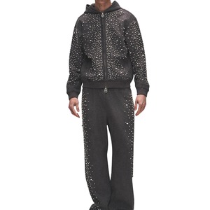 Vente flash : survêtement personnalisé avec strass, à vendre en ligne, vêtements décontractés tendance, survêtement avec strass pour hommes - Product Image 6