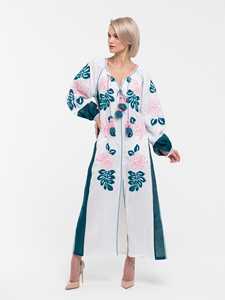 Nuevo Vestido Maxi Ecológico Exclusivo 2025, Cuello Redondo, Mangas Largas, Cintura Natural, Lazos, Cinturón para Mujer, 100% Lino - Product Image 4