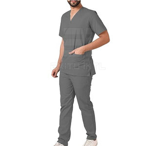 Custom Logo Breathable Solid Color Men <b>Scrub</b> <b>Sets</b> with Pocket Cheap Price for Men 2026 Wholesale - Product Image 2