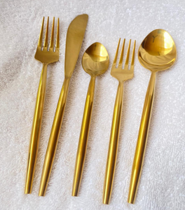 Ensemble de couverts en acier inoxydable couleur or en vrac événement fêtes restauration couverts couverts outil de service - Product Image 1