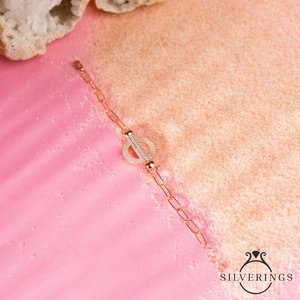 สร้อยข้อมือเงินแท้ 925 แบบโซ่และแบบเชื่อมต่อ ยี่ห้อ Silverings สีโรสโกลด์ - Product Image 3