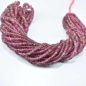 Lote de cuentas de piedras preciosas Rondelle lisas de turmalina Rosa Natural, cadena de hebras de cuentas Rondelle de 2,5-4mm para la fabricación de collares de joyería - Product Image 4