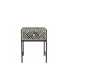 Table basse à tiroirs en os incrusté, meuble d'appoint en bois fait main avec un attrait artisanal artistique - Product Image 1