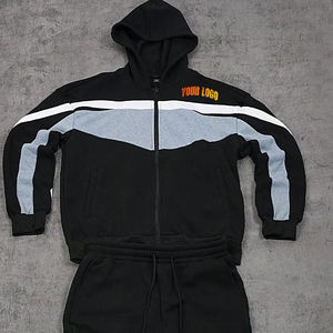 Chándal de algodón 100% para hombre, trajes de chándal, venta al por mayor, bloque de Color, cremallera, Sudadera con capucha, chándal, entrenamiento, Jogging, pantalones de chándal acampanados - Product Image 2