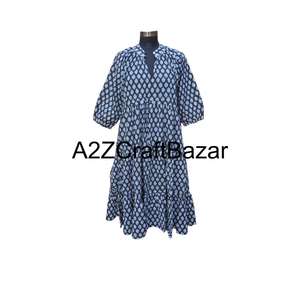 Robe midi décontractée pour femmes, 100 % coton pur, motif floral Himanshi, tissu respirant, coupe ample, vêtements d'été écologiques - Product Image 1