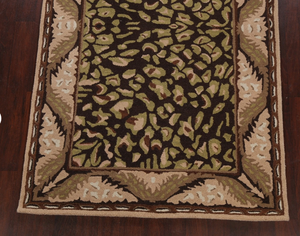 Alfombra India hecha a mano, hermoso patrón abstracto en vibrante chocolate, rosa, rojo, multicolor, pila alta, tamaño personalizable, copetudo a mano - Product Image 3