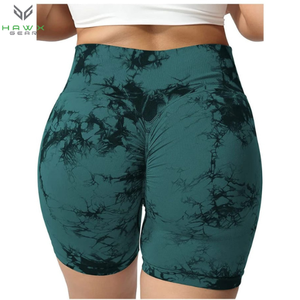 Pantalones cortos deportivos de verano sin costuras con tinte de corbata para mujer, pantalones cortos elásticos de cintura alta con realce para yoga, gimnasio, pantalones cortos de motorista - Product Image 2