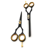 Kits d'outils de barbier en acier inoxydable 3 pièces ensemble de ciseaux amincissants de coupe de cheveux de barbier rasoir et peigne avec étui à fermeture éclair en cuir