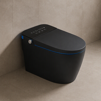 Toilette intelligente noire élégante avec panneau tactile et chasse d'eau à capteur au pied pour salle de bain moderne