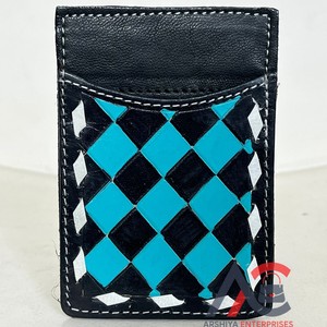 กระเป๋าใส่บัตรหนังลายตารางหมากรุกมือสไตล์ใหม่ที่ใส่นามบัตรสำหรับผู้ชายและผู้หญิงที่ใส่บัตรของขวัญสุดสร้างสรรค์ - Product Image 1